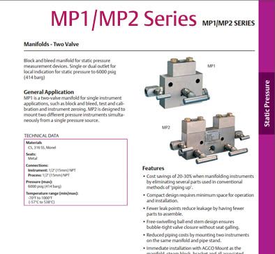 AGL MP1/MP2 - 2 Valve SP Manifolds